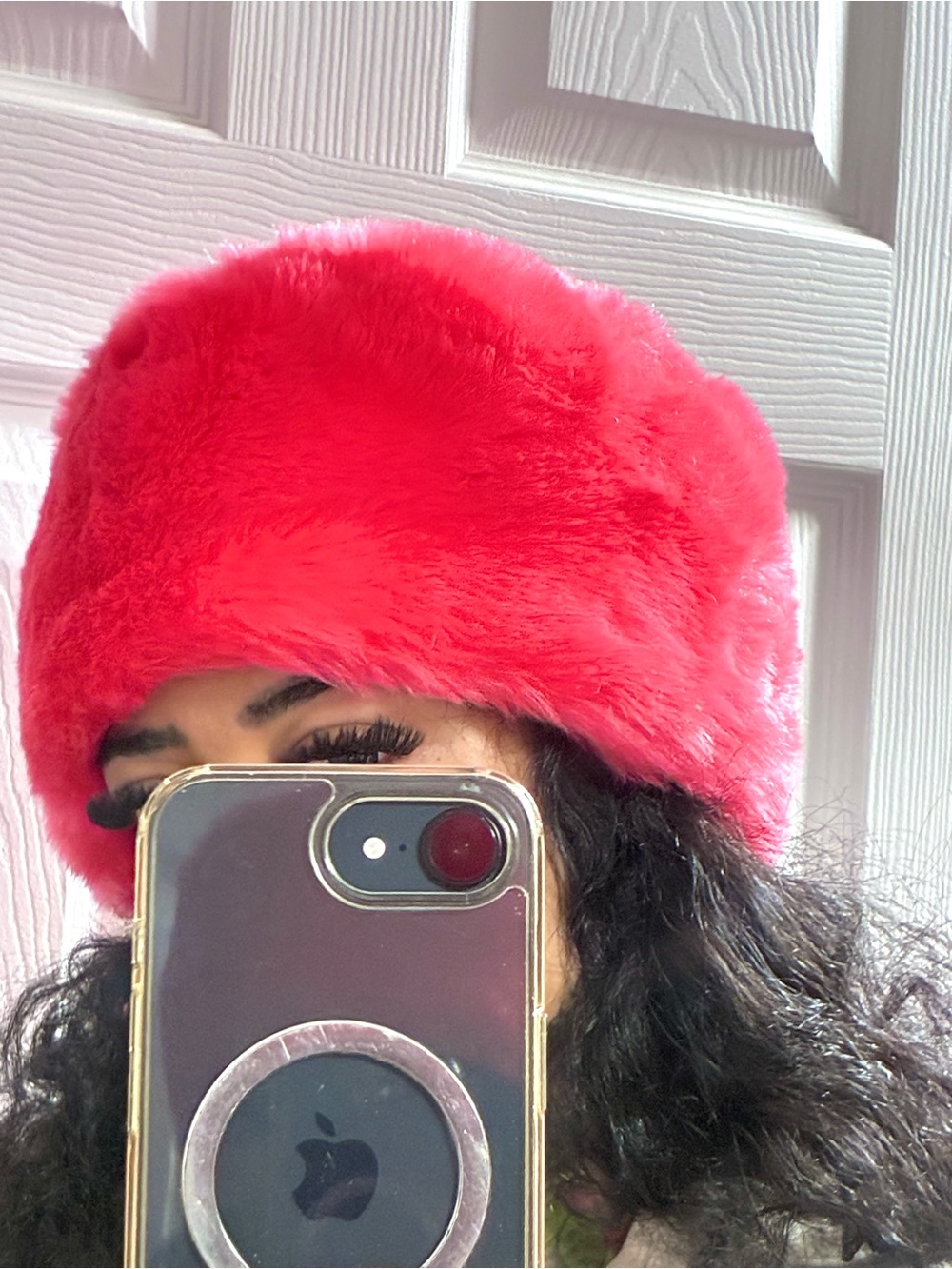 Plush Faux Fur Pink Hat